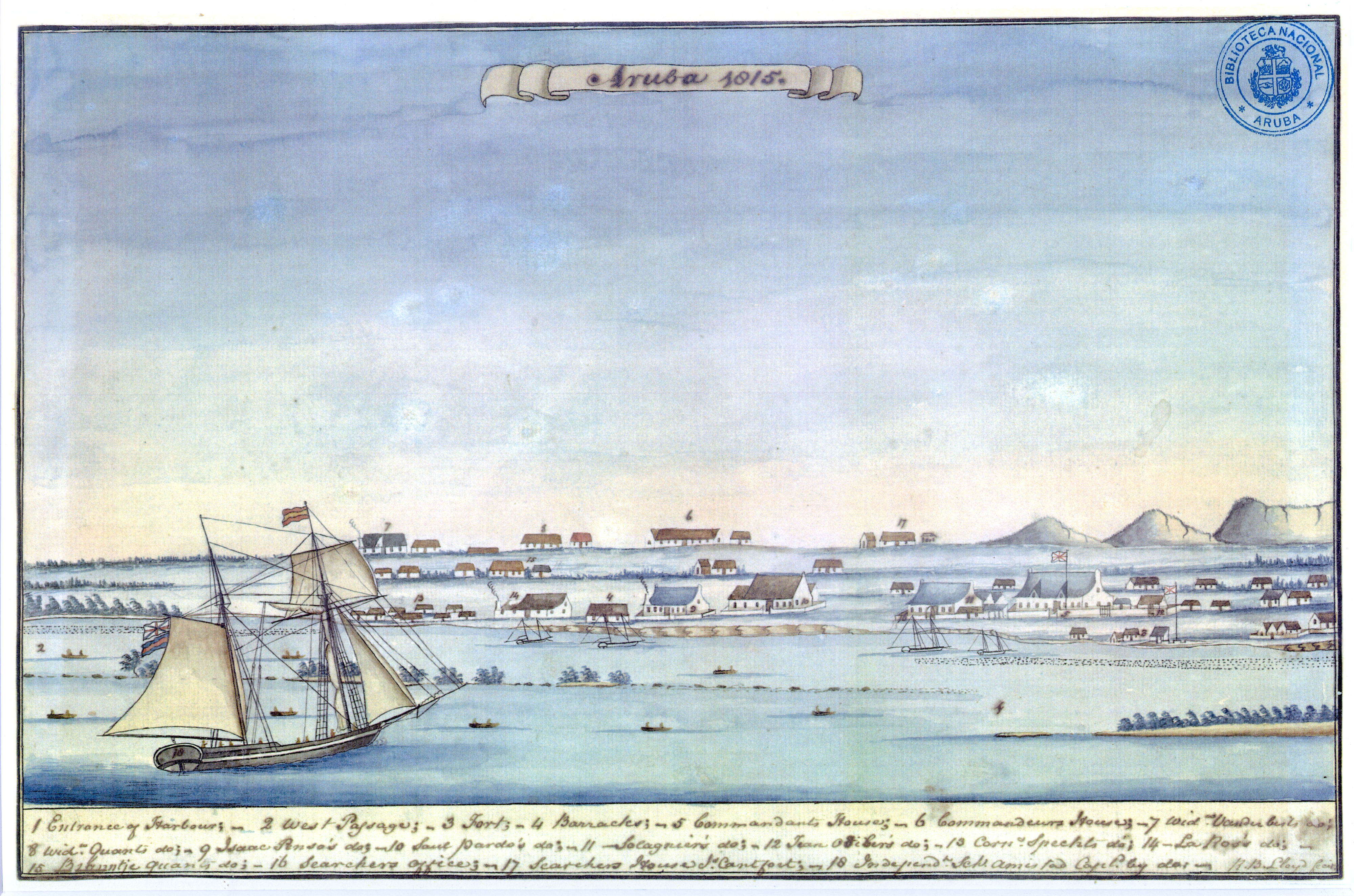 Map of Aruba, W.F.R. Suringar after Lloyd, 1815 — Biblioteca Nacional Aruba